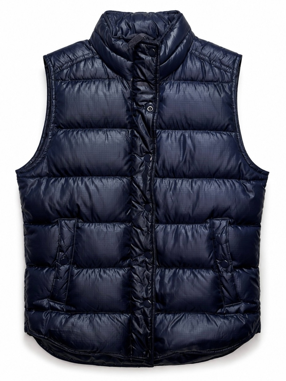 J.Crew Women’s XS Navy Blue Quilted Puffer Vest Full Zip Snap Pockets